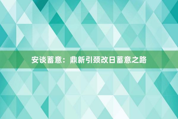 安谈蓄意：鼎新引颈改日蓄意之路